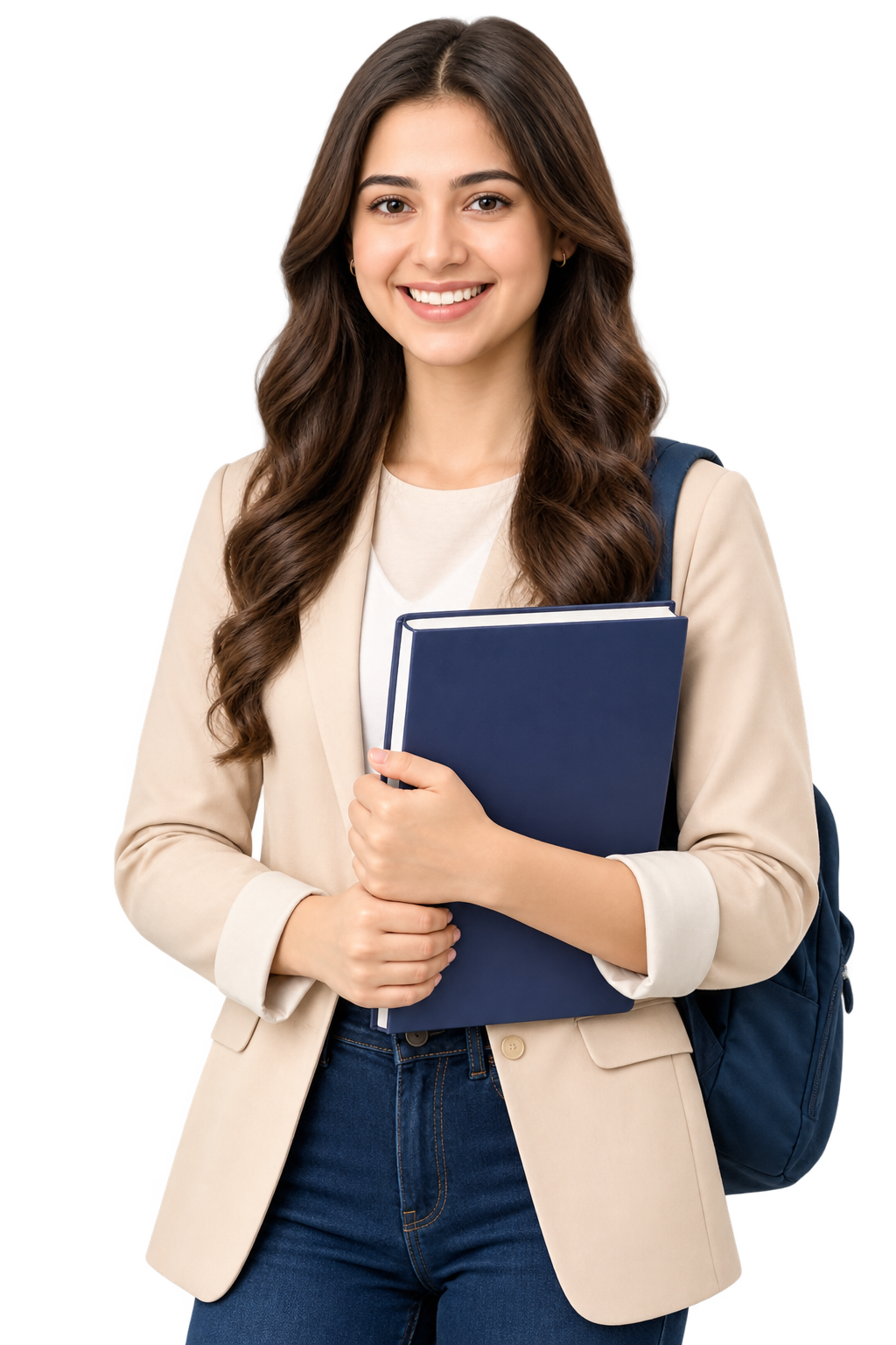 Professional female teacher holding a book